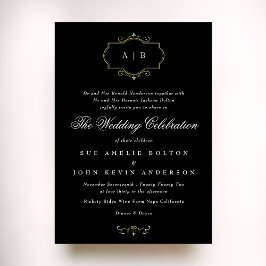 Hochzeit mit Schwarz-weißem Wappen Folieneinladung