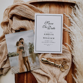 Hochzeit mit schwarzem Rahmen für die Kalligrafie Save The Date