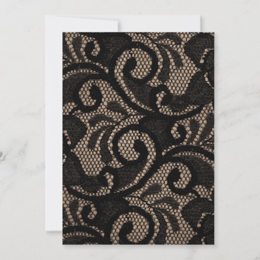 Hochzeit mit schwarzer Spitze, Burlap und Leinen Einladung (Rückseite)