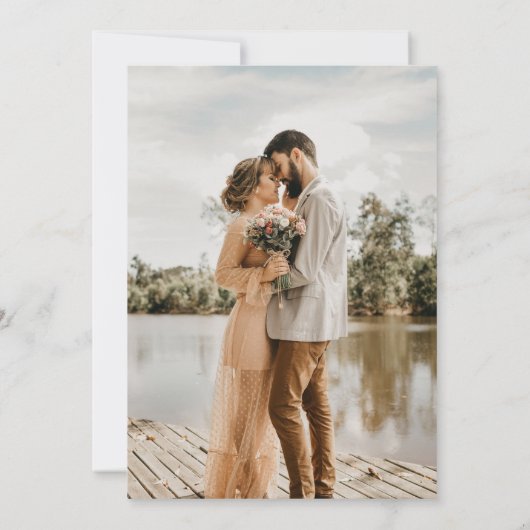 Hochzeit mit schwarzer Typografie Save the Date (Rückseite)