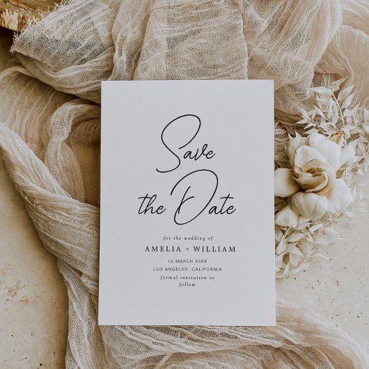 Hochzeit mit schwarzer Typografie Save the Date