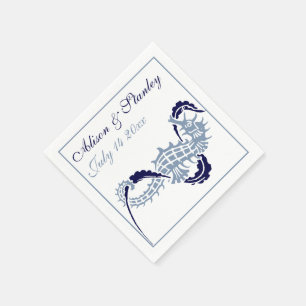 Hochzeit mit Seepferd und Algen Serviette