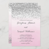 Hochzeit mit Silber und Rosa Einladung (Vorne/Hinten)