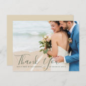 Hochzeit mit Skriptüberlagerung danke Fotokarte Postkarte (Vorne/Hinten)