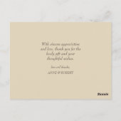 Hochzeit mit Skriptüberlagerung danke Fotokarte Postkarte (Rückseite)