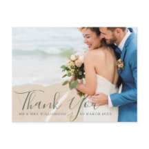 Hochzeit mit Skriptüberlagerung danke Fotokarte