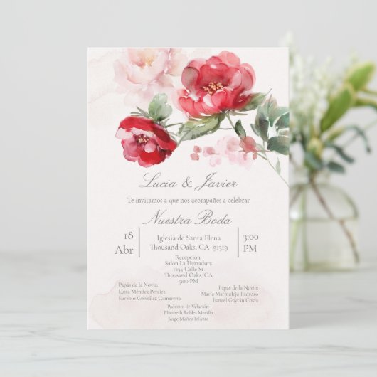 Hochzeit mit spanischem Wasser Einladung (Stehend Vorderseite)