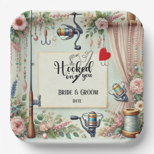 Hochzeit mit Stab und Blume Pappteller
