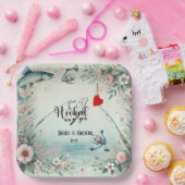 Hochzeit mit Stab und Blume Pappteller (Party)