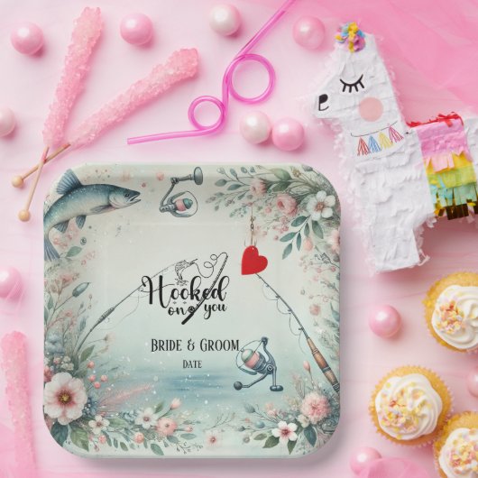 Hochzeit mit Stab und Blume Pappteller (Party)