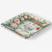 Hochzeit mit Stab und Blume Pappteller (Gewinkelt)