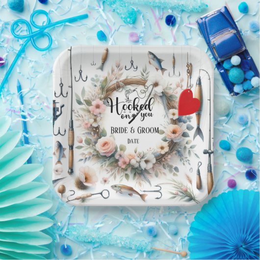 Hochzeit mit Stab und Blume Pappteller (Party)