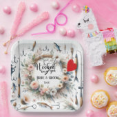 Hochzeit mit Stab und Blume Pappteller (Party)