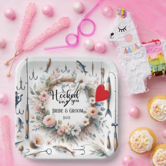 Hochzeit mit Stab und Blume Pappteller (Party)