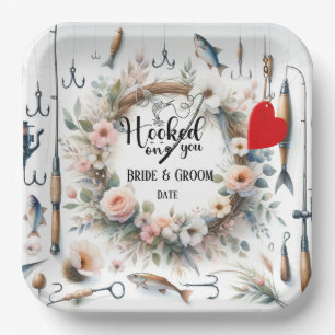 Hochzeit mit Stab und Blume Pappteller