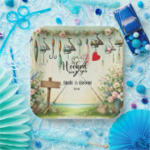 Hochzeit mit Stab und Blume Pappteller (Party)