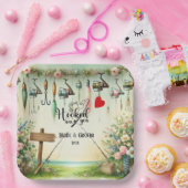 Hochzeit mit Stab und Blume Pappteller (Party)