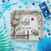 Hochzeit mit Stab und Blume Pappteller (Party)