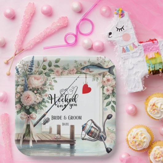 Hochzeit mit Stab und Blume Pappteller (Party)