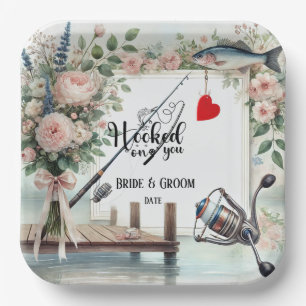 Hochzeit mit Stab und Blume Pappteller