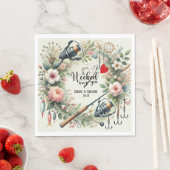 Hochzeit mit Stab und Blume Serviette (Beispiel)