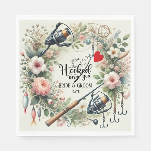 Hochzeit mit Stab und Blume Serviette (Vorderseite)