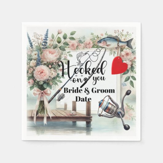 Hochzeit mit Stab und Blume Serviette (Vorderseite)