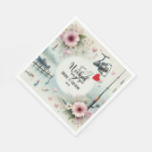 Hochzeit mit Stab und Blume Serviette (Ecke)