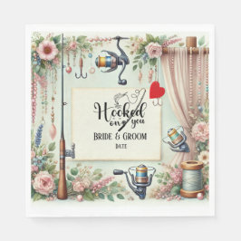 Hochzeit mit Stab und Blume Serviette