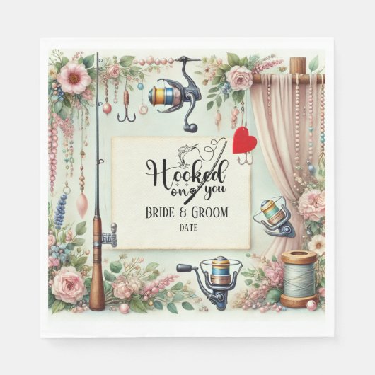 Hochzeit mit Stab und Blume Serviette (Vorderseite)