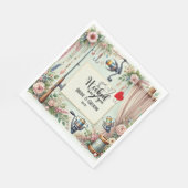 Hochzeit mit Stab und Blume Serviette (Ecke)