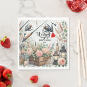 Hochzeit mit Stab und Blume Serviette (Beispiel)