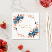 Hochzeit mit Terracotta und Navy Blue Gold Floral Serviette (Beispiel)