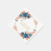 Hochzeit mit Terracotta und Navy Blue Gold Floral Serviette (Ecke)