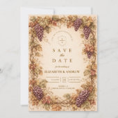 Hochzeit mit Trauben aus altem Weingut Save The Date (Vorderseite)