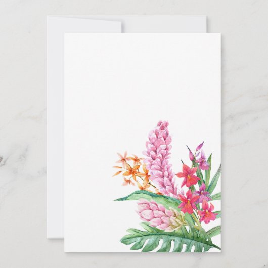 Hochzeit mit tropischem Blumen Einladung (Rückseite)