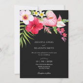 Hochzeit mit tropischem Blumen Einladung (Vorderseite)