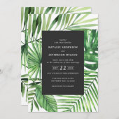 Hochzeit mit tropischen Blättern und Skripten Save The Date (Vorne/Hinten)