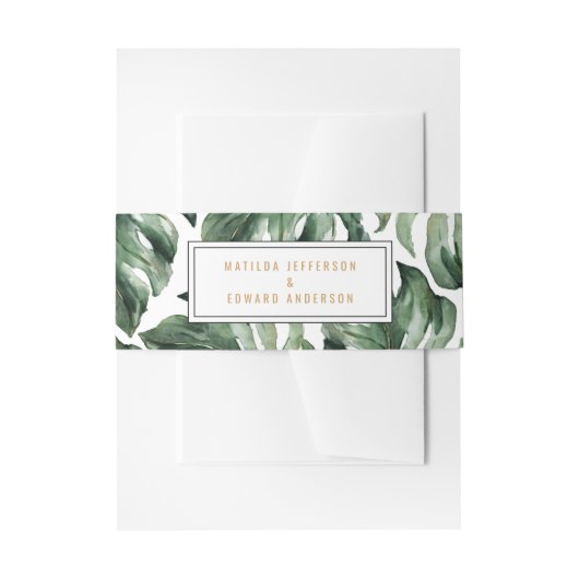 Hochzeit mit tropischen Palmenblättern Einladungsbanderole (Vorderseite Beispiel)