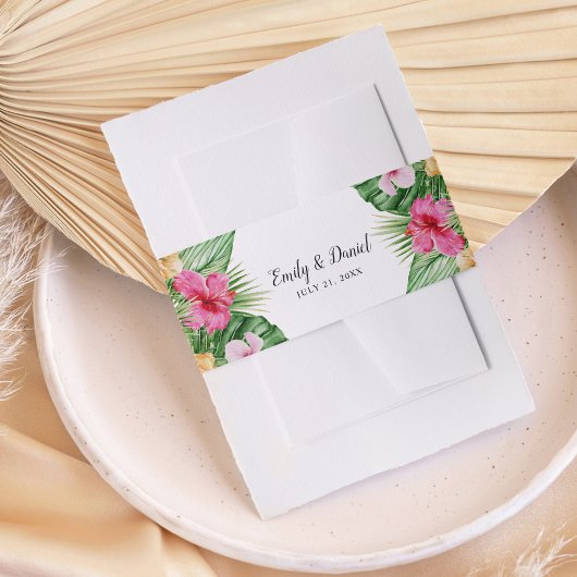 Hochzeit mit tropischen Pflanzen Einladungsbanderole