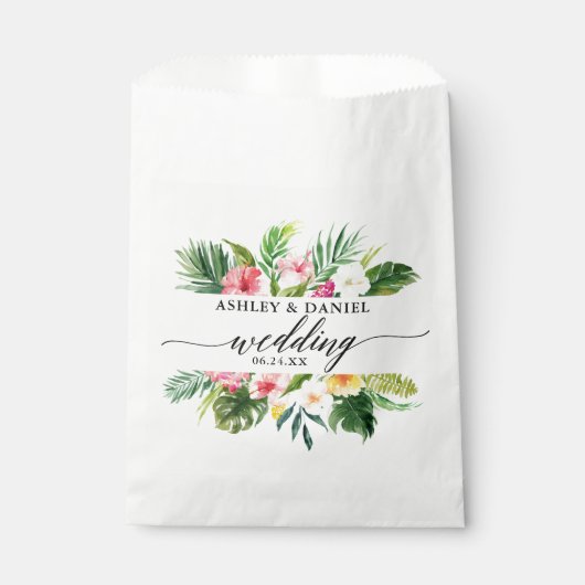 Hochzeit mit tropischen Pflanzen Geschenktütchen (Vorderseite)