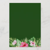 Hochzeit mit tropischen Pflanzen Menükarte (Rückseite)