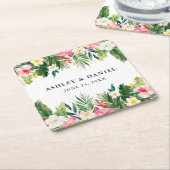 Hochzeit mit tropischen Pflanzen Rechteckiger Pappuntersetzer (angewinkelt)
