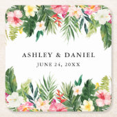 Hochzeit mit tropischen Pflanzen Rechteckiger Pappuntersetzer (Vorderseite)