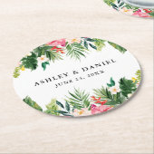 Hochzeit mit tropischen Pflanzen Runder Pappuntersetzer (Angewinkelt)