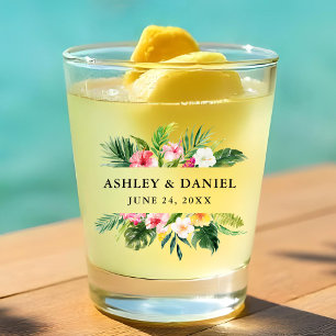 Hochzeit mit tropischen Pflanzen Schnapsglas