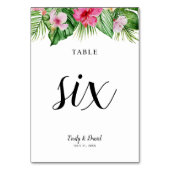 Hochzeit mit tropischen Pflanzen Tischnummer (Vorderseite)