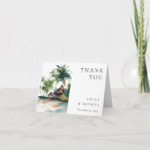 Hochzeit mit tropischen Wasserfarben Dankeskarte (Vorderseite)