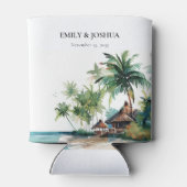 Hochzeit mit tropischen Wasserfarben Dosenkühler (Rückseite)