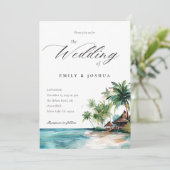 Hochzeit mit tropischen Wasserfarben Einladung (Stehend Vorderseite)